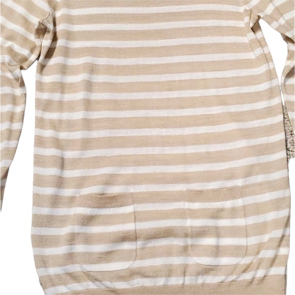 Womens LOFT xs soft tan and white sweater - Picture 4 of 16